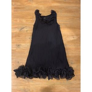 Navy blue ruffle trim dress